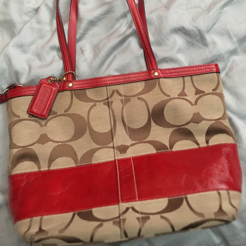 Red Coach Shoulder Bag